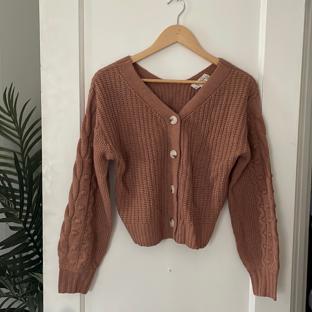 Cropped button up cardigan sweater